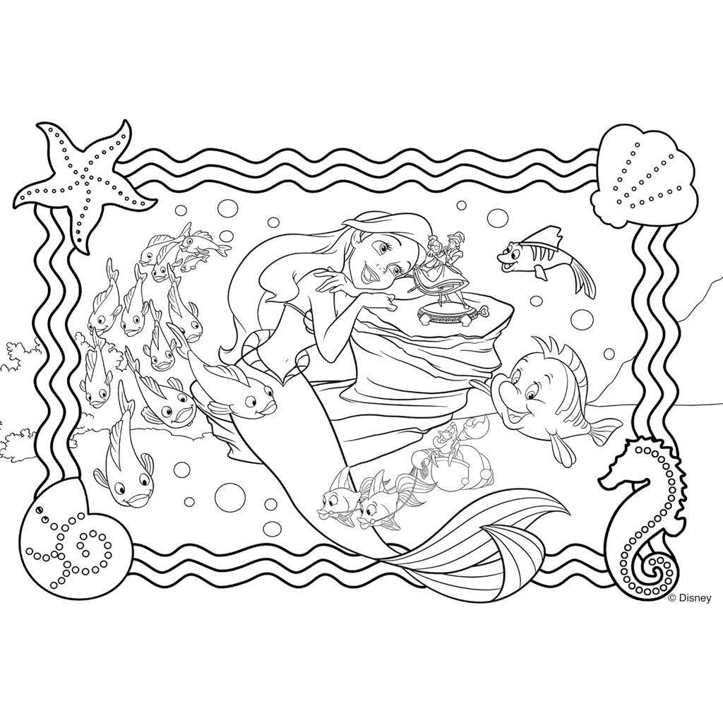 Arielle, die kleine Meerjungfrau 2-in-1 Puzzle und Malset, 250 Teile, 50x35cm – Lisciani kép 3