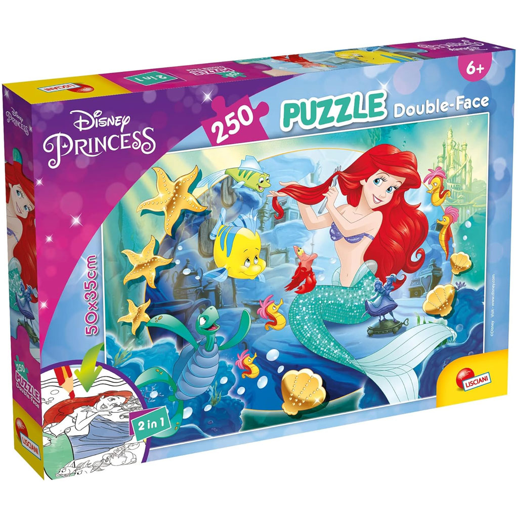 Arielle, die kleine Meerjungfrau 2-in-1 Puzzle und Malset, 250 Teile, 50x35cm – Lisciani