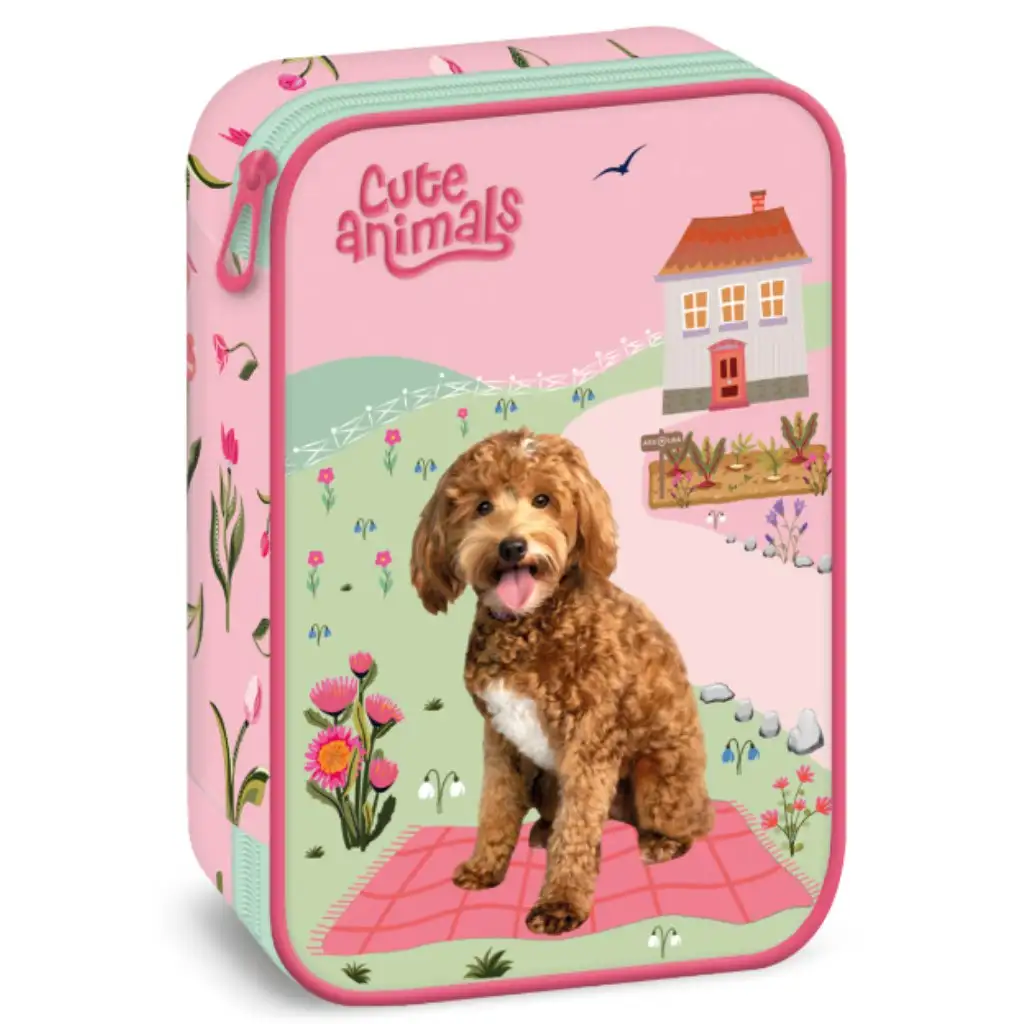 Ars Una Cute Animals Hund mehrstöckiges Federmäppchen kép 1