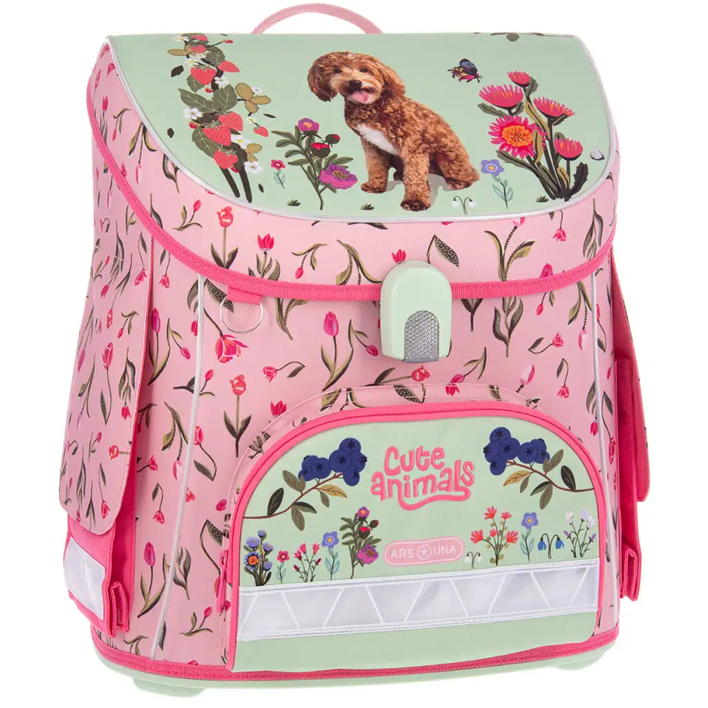 Ars Una: Cute Animals Doggie kompakter ergonomischer Schulranzen mit Magnetverschluss, Rucksack 33x41x24cm