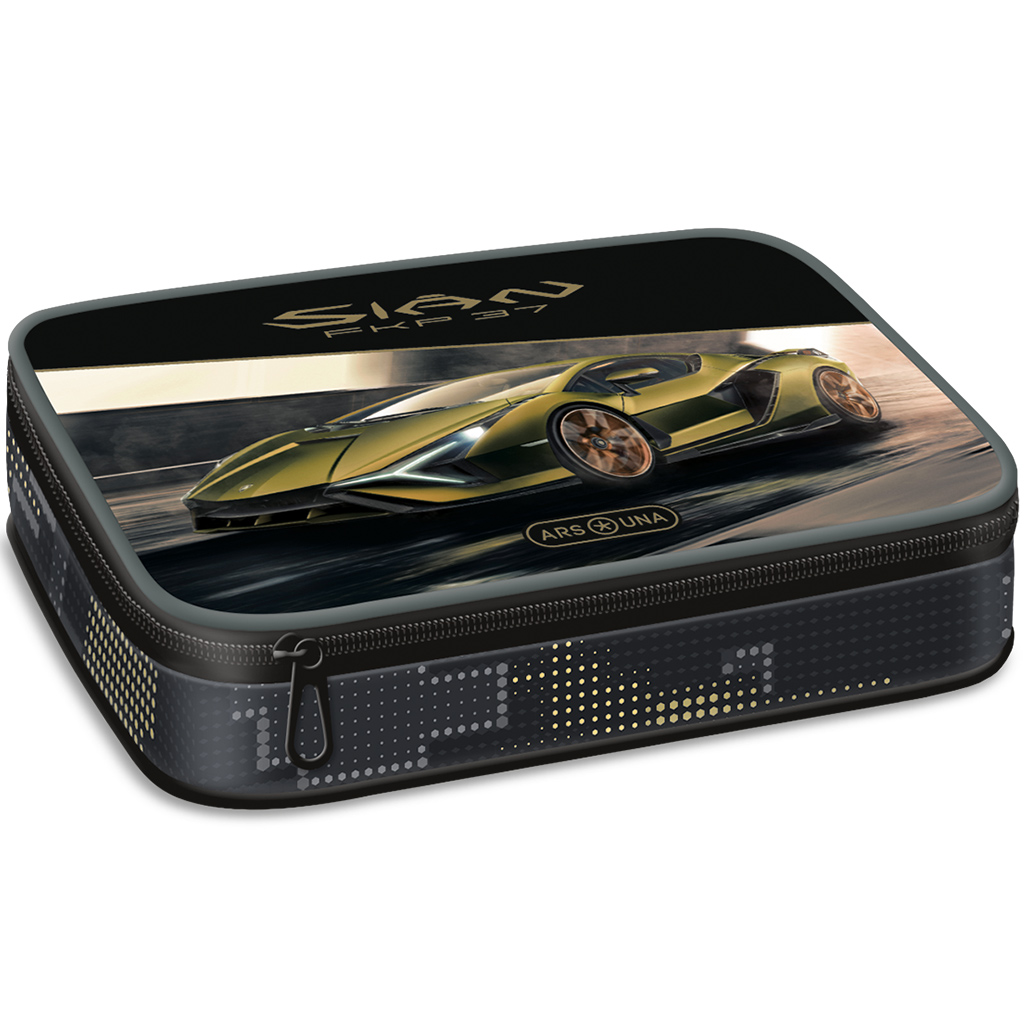 Ars Una: Sárga Lamborghini többszintes tolltartó 15,5x22,5x4,5cm kép 1