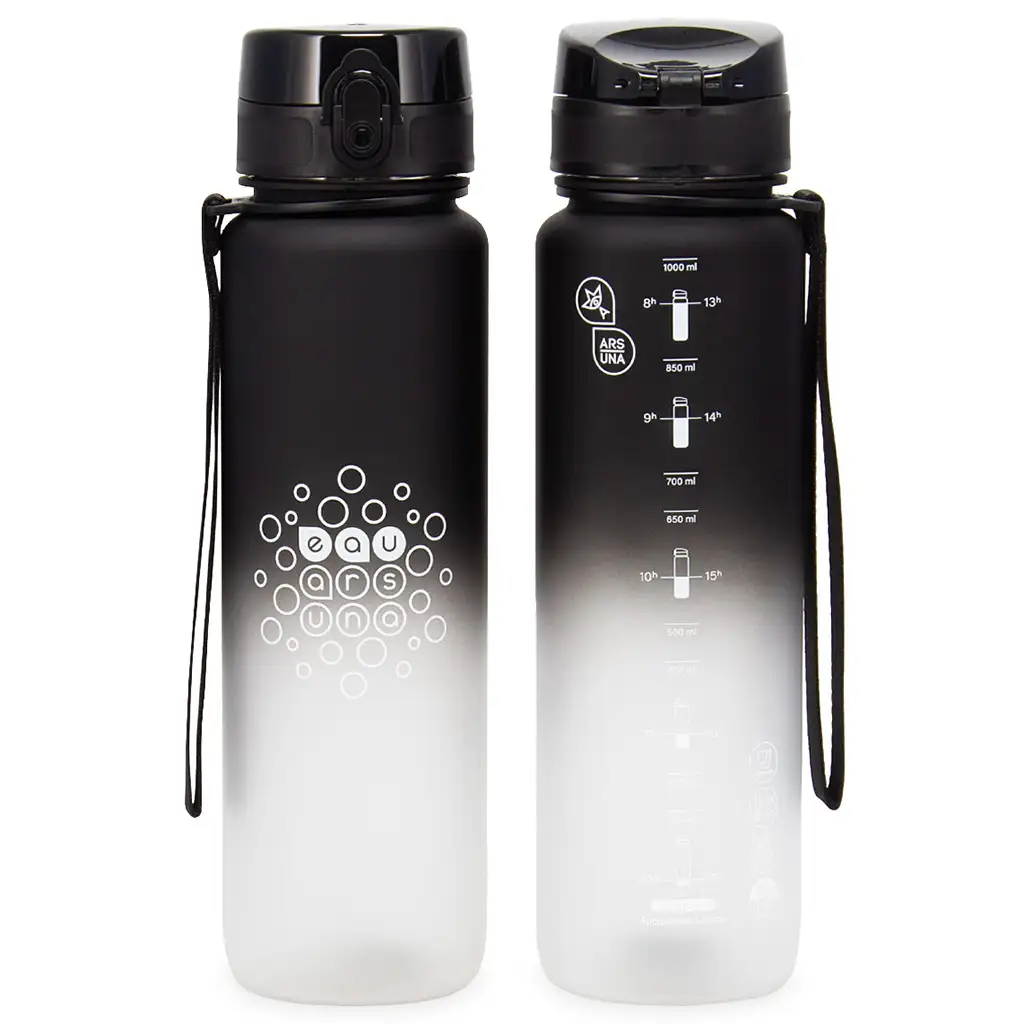 Ars Una: Schwarz-weiße BPA-freie Motivationsflasche 1000ml kép 2