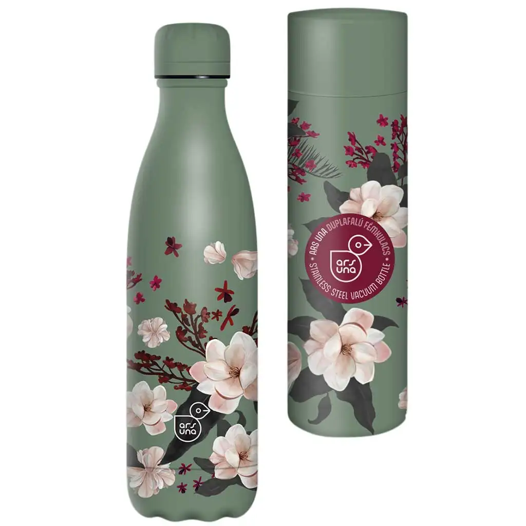 Ars Una: Flowery Pink doppelwandige Metallflasche in Geschenkbox 500ml