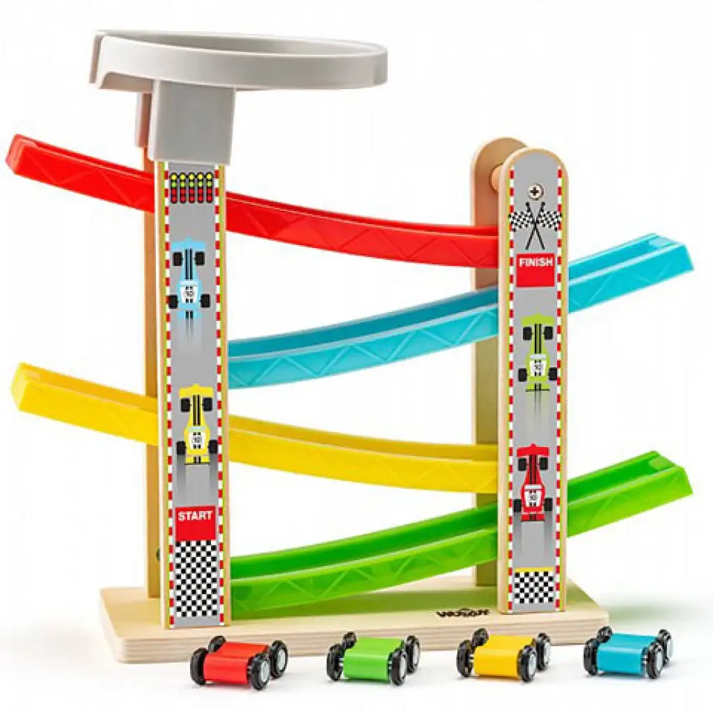 Autobahn-Set mit vier kleinen Autos Spielset - Woodyland