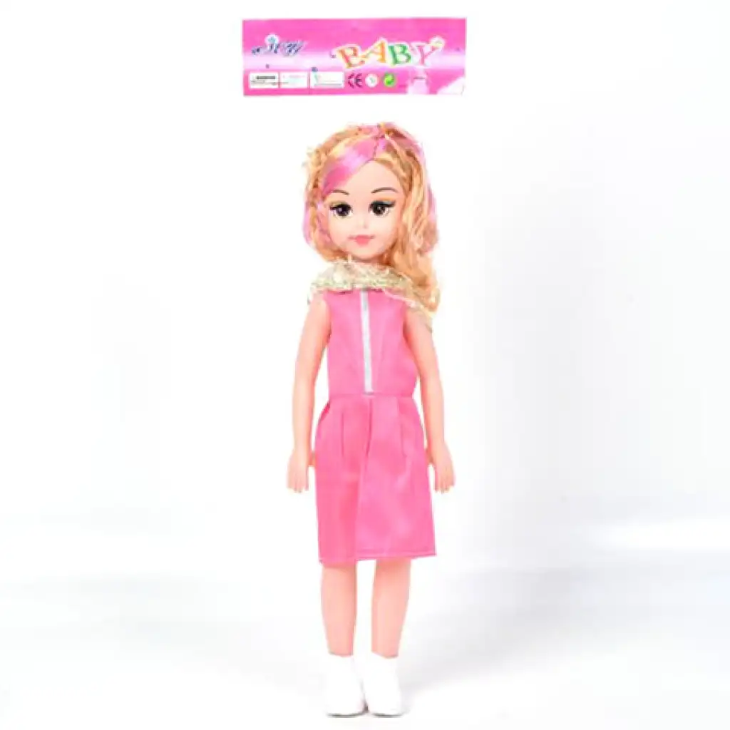 Baba pink színű ruhában 46cm-es méretben kép 1