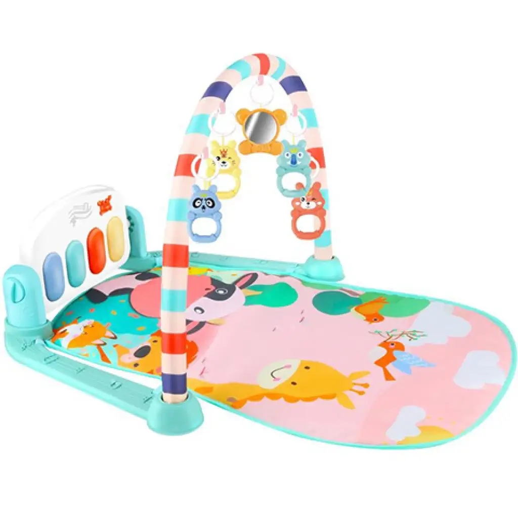 Baby Fitness Spielmatte mit Tiermotiven, tretbarem Klavier und Soundeffekten