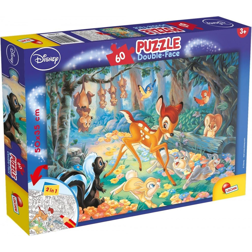 Bambi 2-in-1 60-teiliges Puzzle und Malset 50x35cm - Lisciani