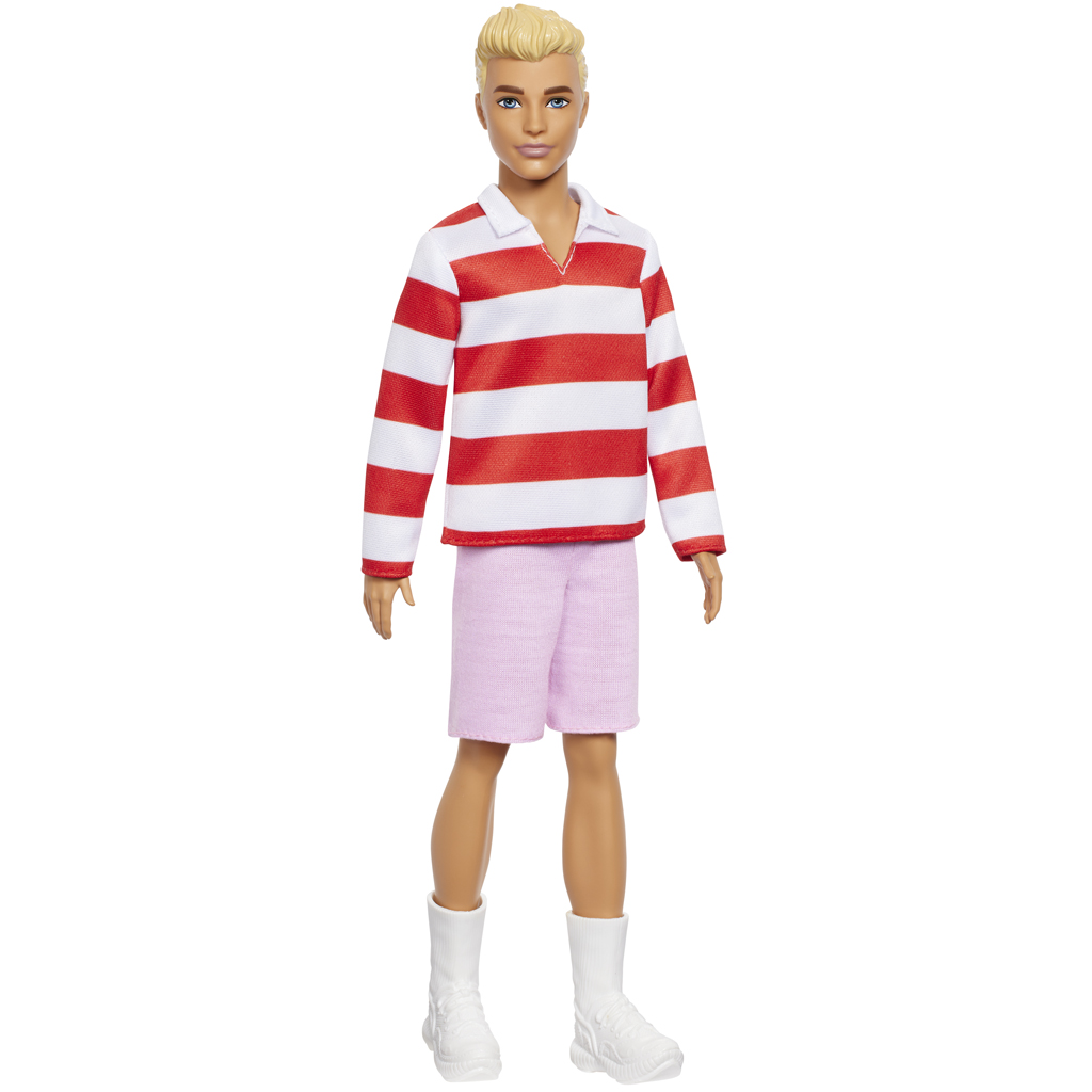 Barbie: Fashionista stylischer Ken-Puppe im gestreiften Pullover – Mattel