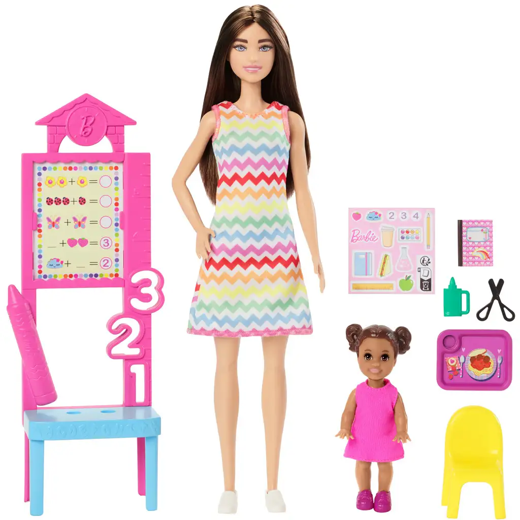 Barbie Lehrerin Karrierepuppe Spielset mit braunen Haaren und Zubehör - Mattel kép 2