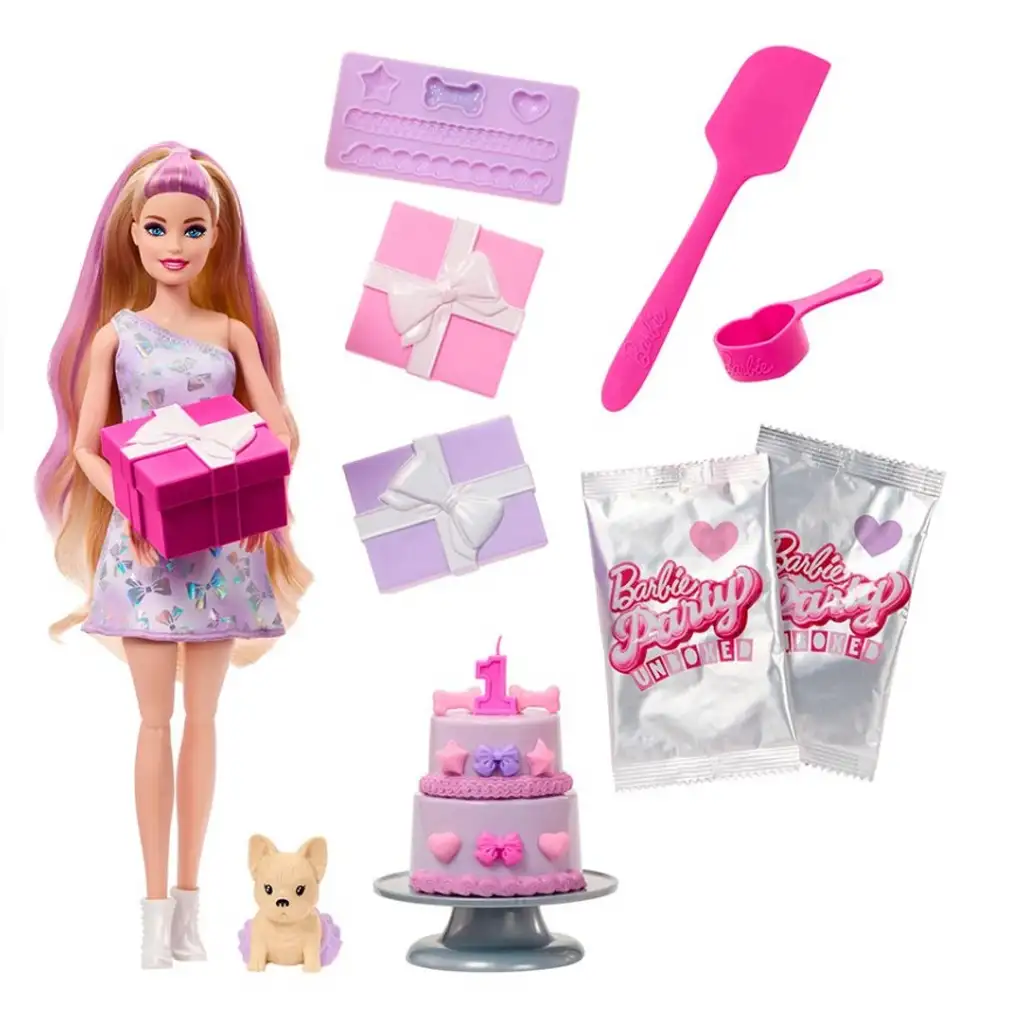 Barbie: Party Reveal Überraschungspuppe mit Französischer Bulldogge - Mattel kép 2
