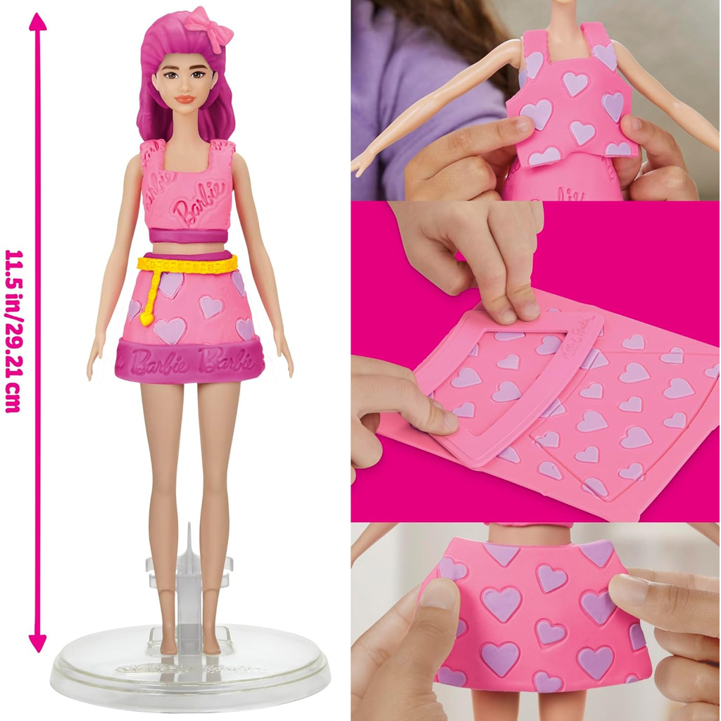 Play-Doh: Barbie Herzen und Haar-Krone Knetset mit Puppe – Hasbro kép 4