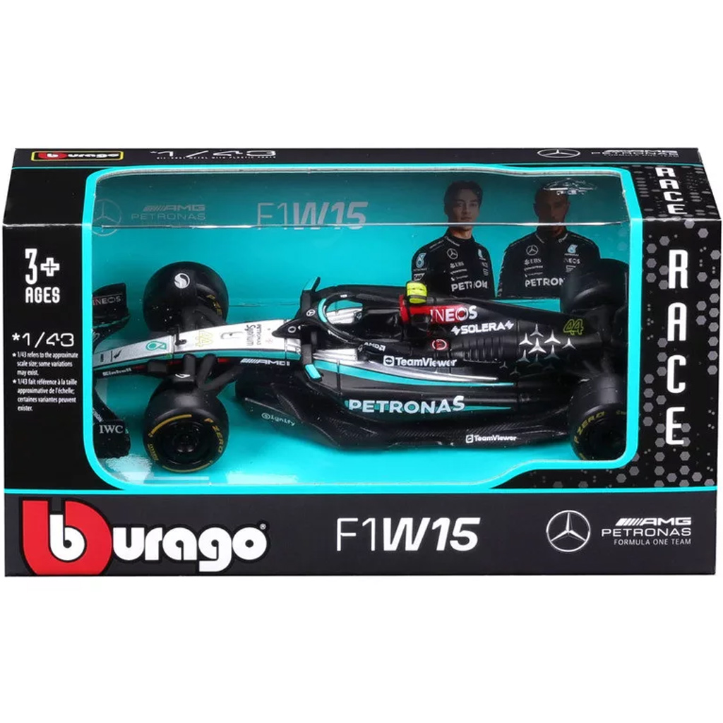 Bburago: Mercedes-AMG F1 W15 Performance F1-Rennwagen Metallmodell 1:43 (Lewis Hamilton Nr. 44)