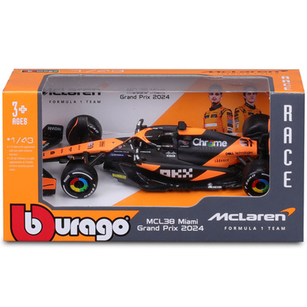 Bburago: McLaren MCL38 Miami Grand Prix 2024 F1-Rennwagen Metall-Modellauto 1:43 (Oscar Piastri #81)