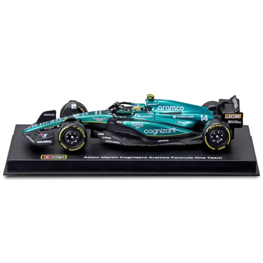 Bburago: Aston Martin AMR23 F1 Rennwagen Metall Automodell 1/43 (Fernando Alonso #14, mit Helm) kép 3