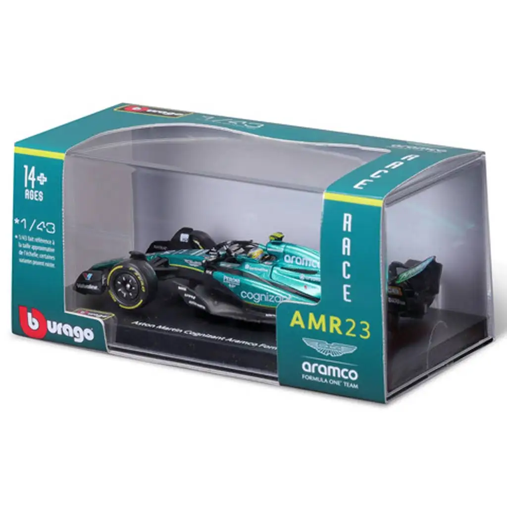 Bburago: Aston Martin AMR23 F1 Rennwagen Metall Automodell 1/43 (Fernando Alonso #14, mit Helm) kép 5