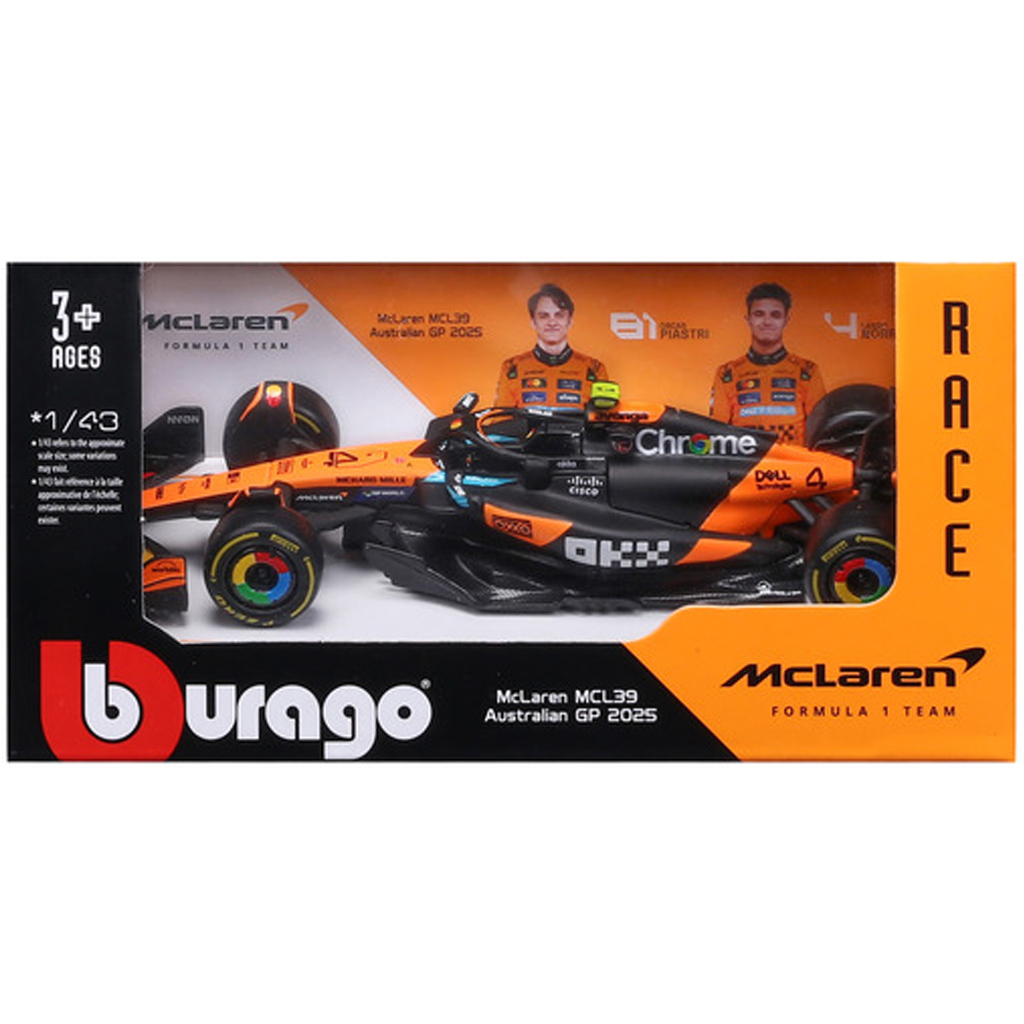 Bburago: McLaren MCL39 F1 (2025) Rennwagen Metall-Automodell 1:43 (Lando Norris #4)