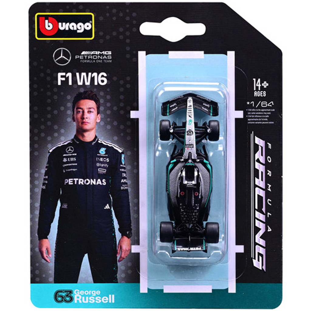 Bburago: Mercedes‑AMG Petronas F1 W16 Hamilton F1 (ab 2025) Rennwagen, Metall‑Modellauto im Maßstab 1:64 (Lewis Hamilton #44)