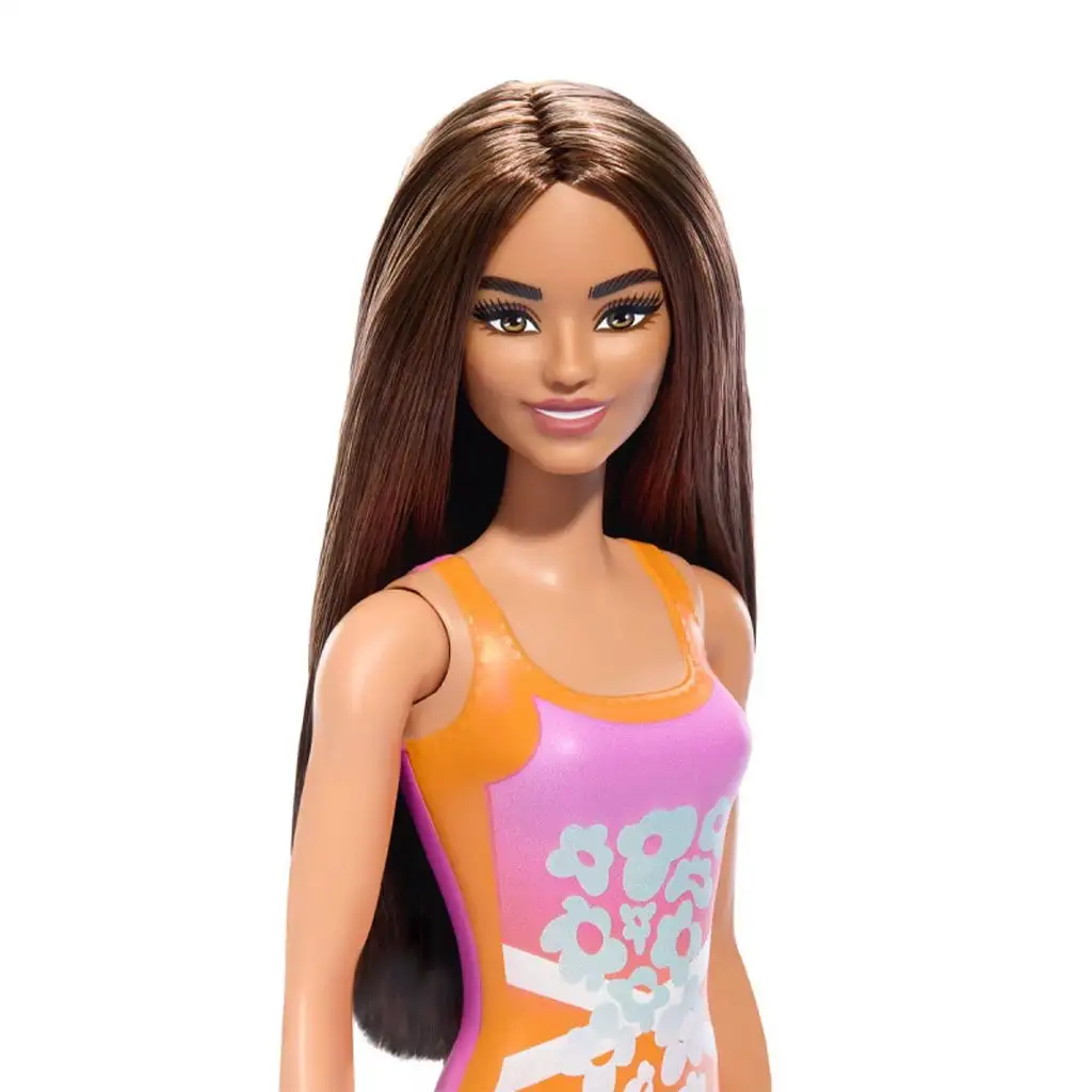 Barbie Beach baba színes, virágos mintás fürdőruhában - Mattel kép 2