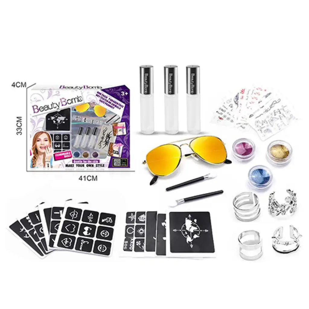 Beauty World: Beauty Bomb Glitzertattoo Kreativset mit Sonnenbrille kép 2