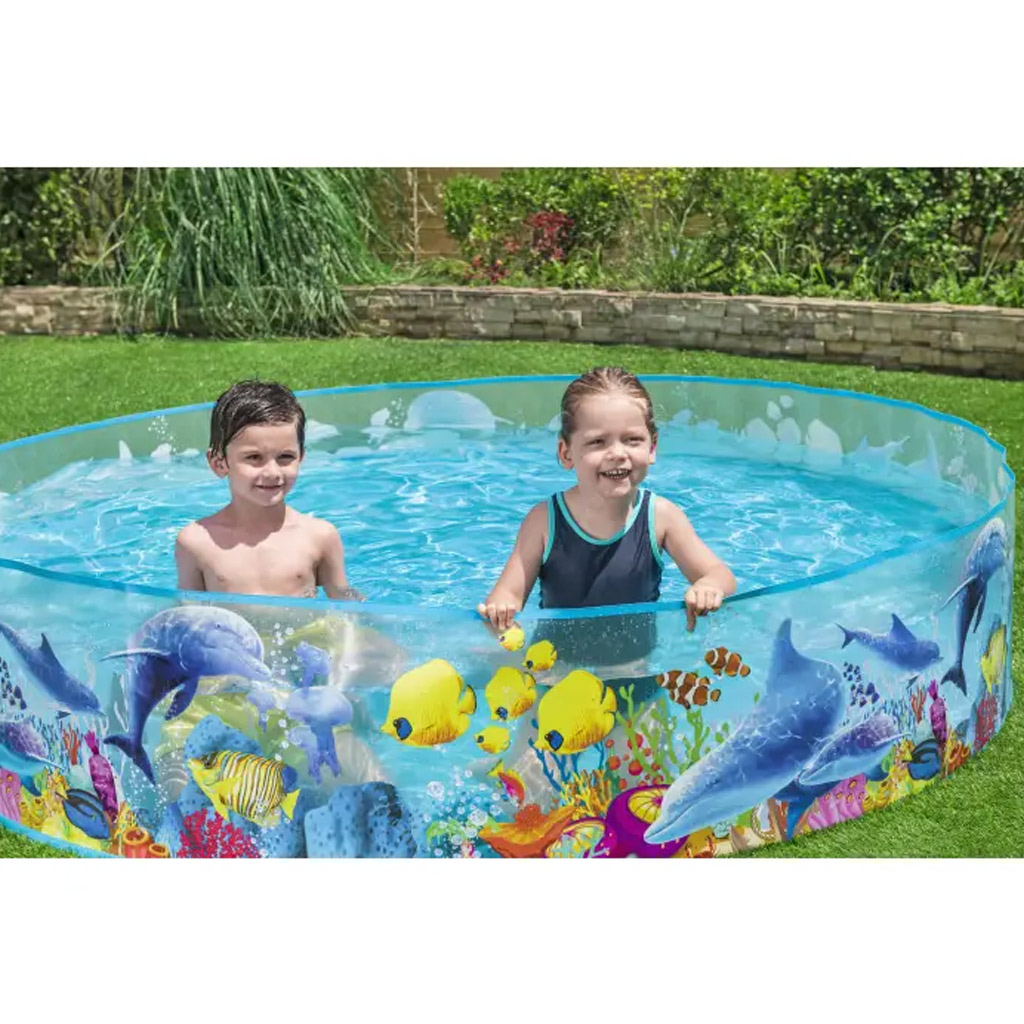 Bestway: Fill 'N Fun™ Odyssey tenger mintás merevfalú pancsoló medence Ø 244 x 46 cm kép 3