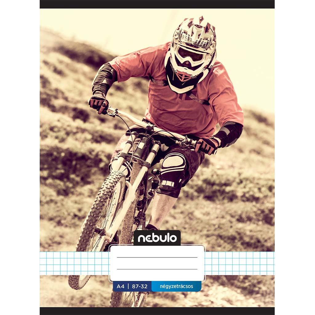 Nebulo: Geheftetes kariertes Heft mit Fahrradmotiv 87-32 A/4