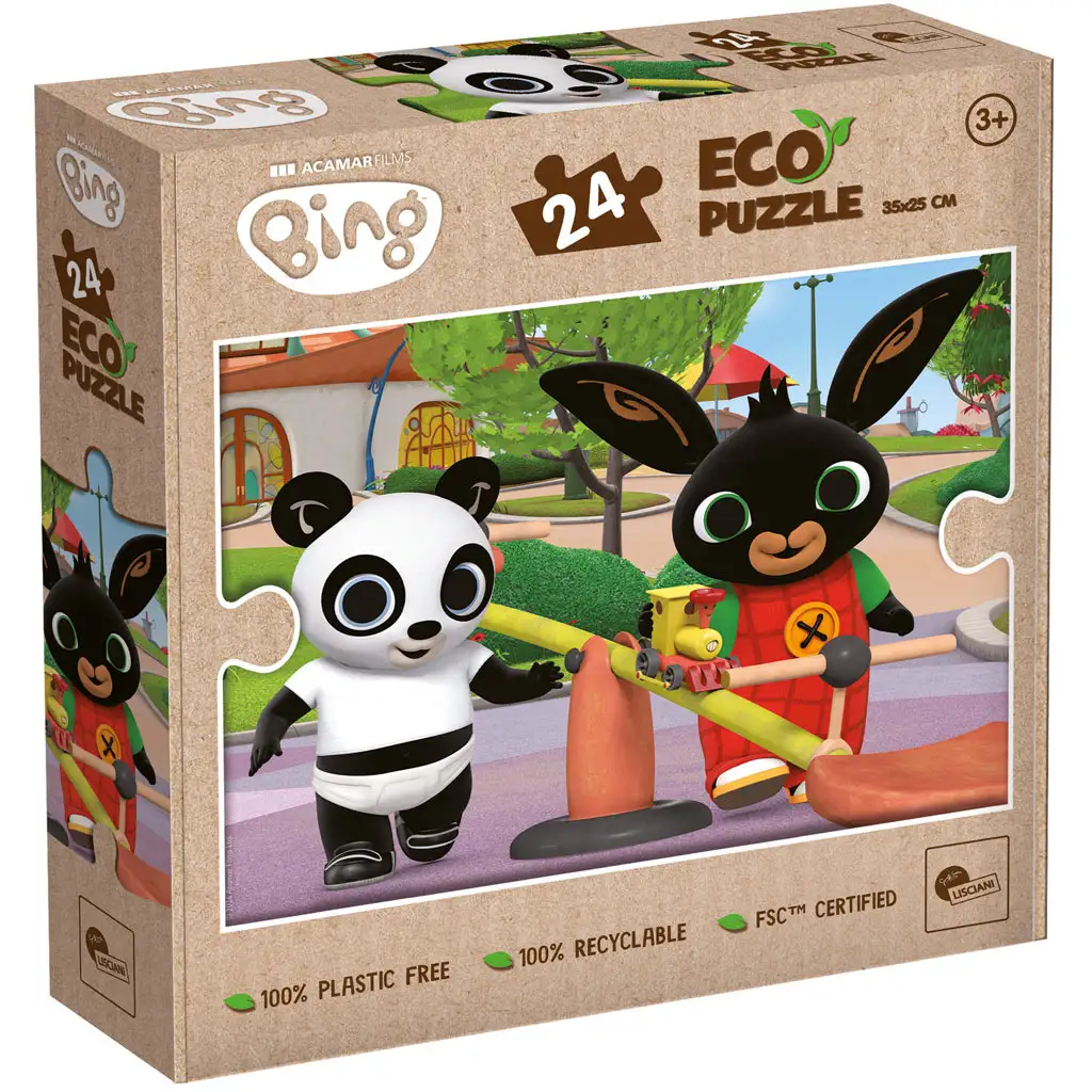 Bing und Pandó auf dem Spielplatz 24-teiliges Eco Mini Puzzle 35x25cm – Lisciani