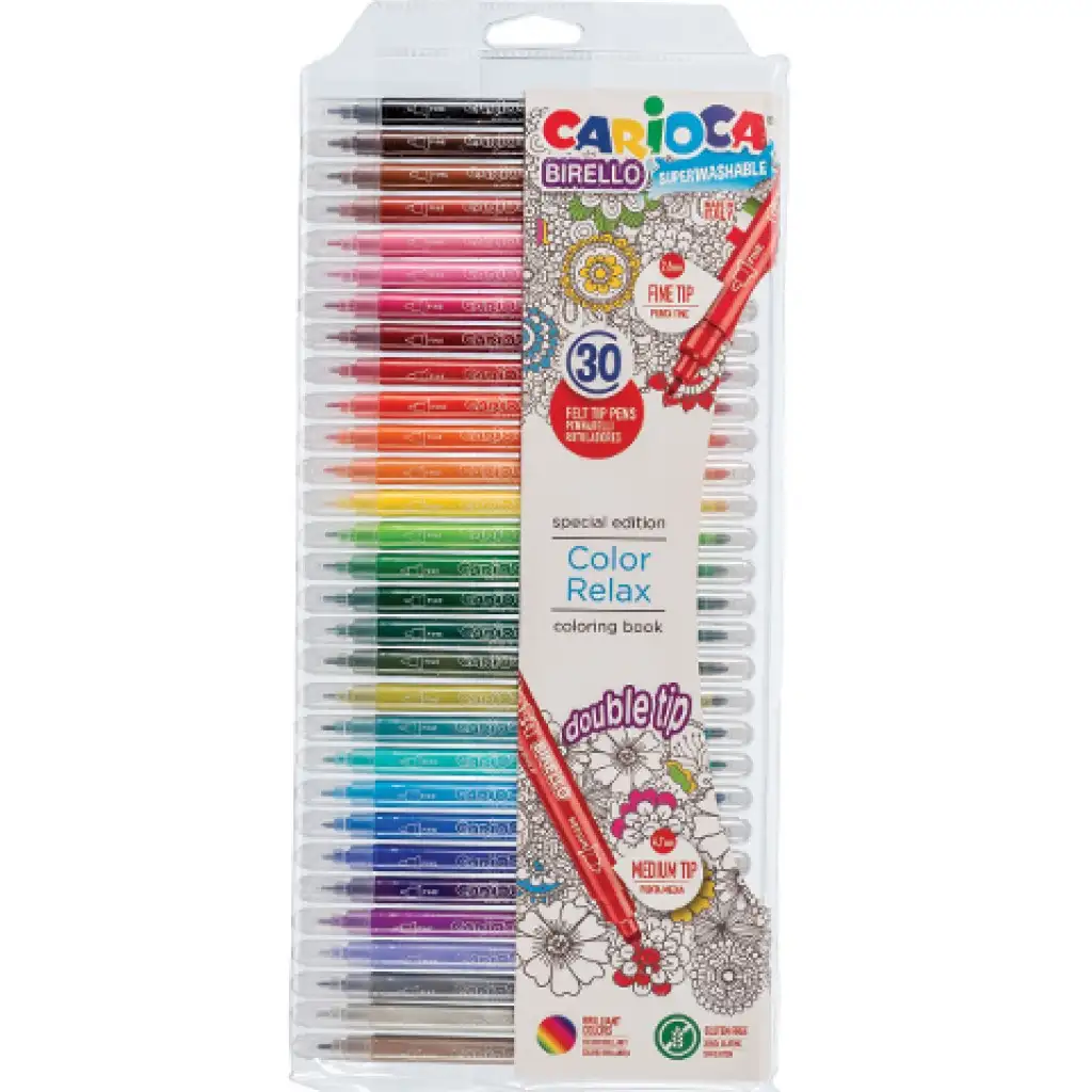 Birello Color Relax doppelseitiges abwaschbares Filzstift-Set 30 Stück - Carioca