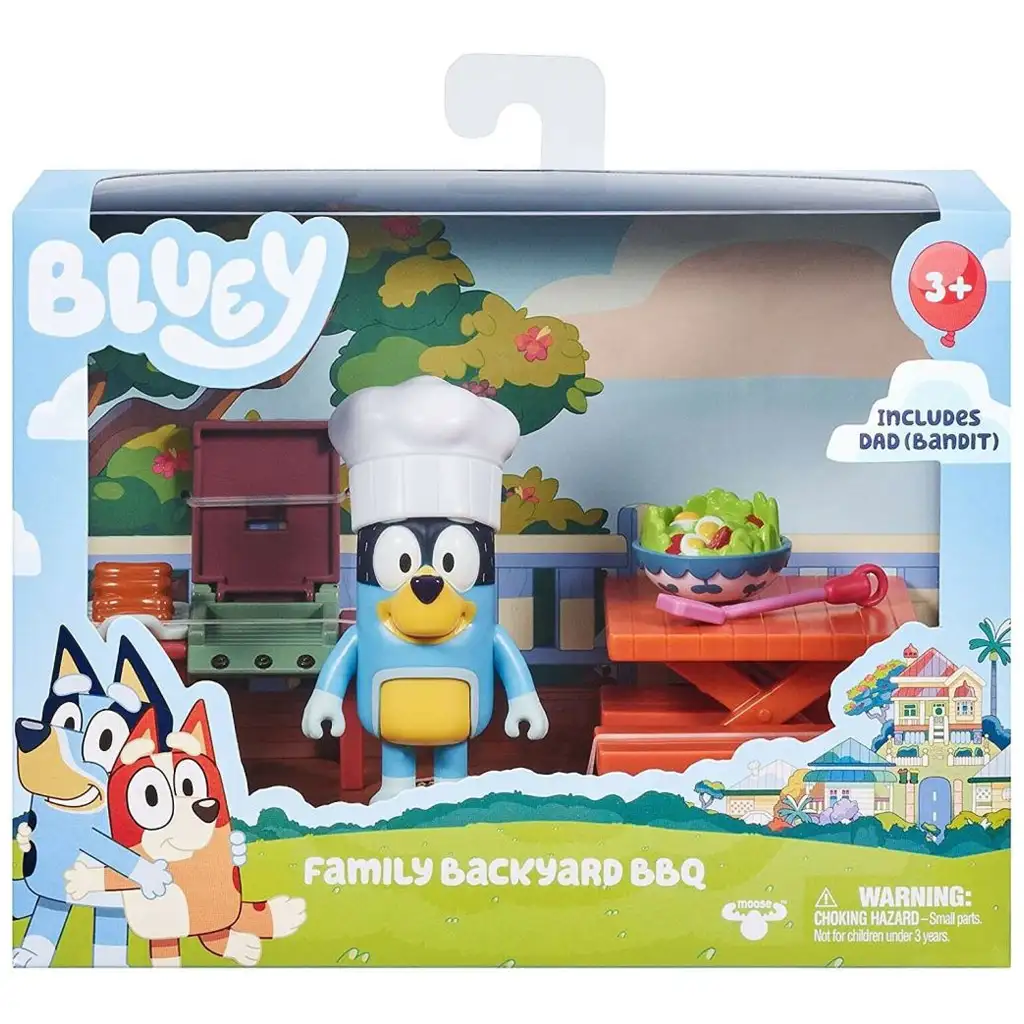 Bluey: Garten-BBQ-Party-Spielset mit Bandit-Figur