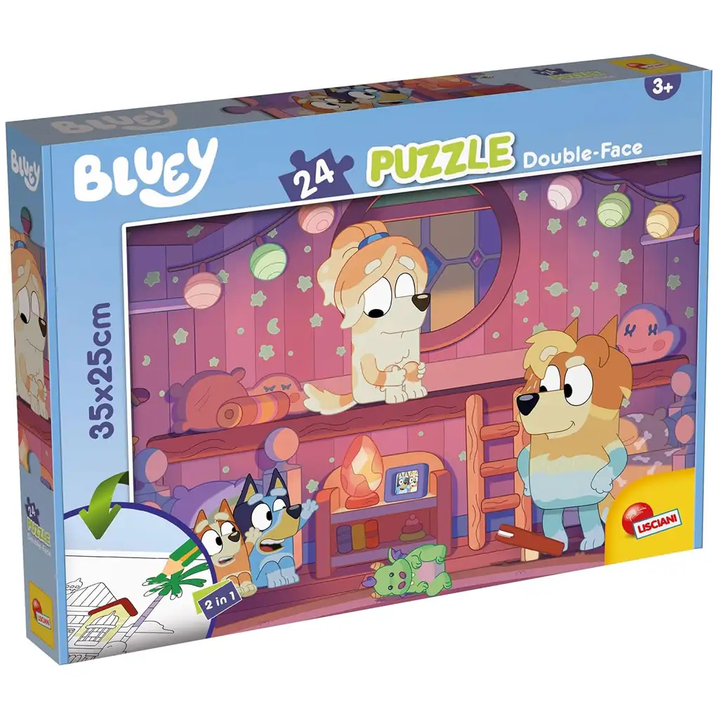 Bluey Gute-Nacht-Geschichte 2-in-1 24-teiliges Puzzle und Malbuch 35x25cm – Lisciani