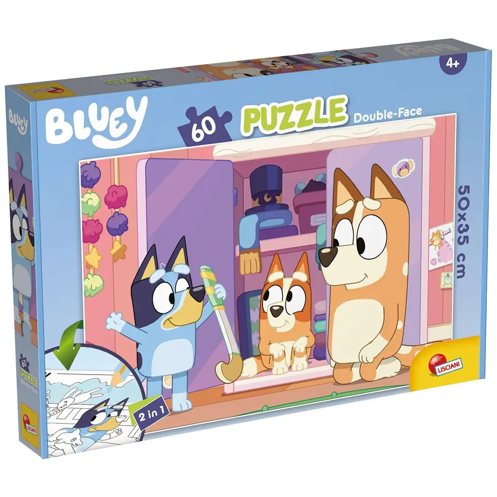 Bluey 2-in-1 60-teiliges Puzzle und Malset 50x35cm - Lisciani