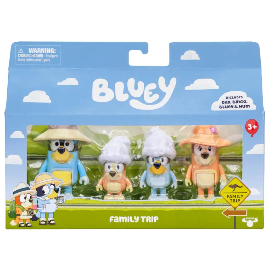 Bluey: Familienreise 4-teiliges Figurenset