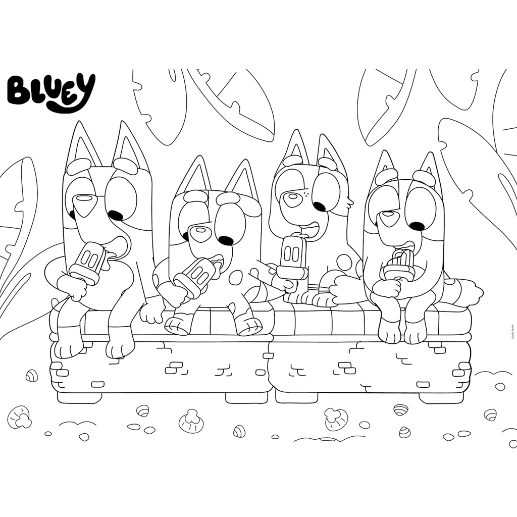Bluey im Urlaub 2-in-1 Eco Maxi Puzzle und Ausmalbild, 24 Teile, 70x50cm – Lisciani kép 3