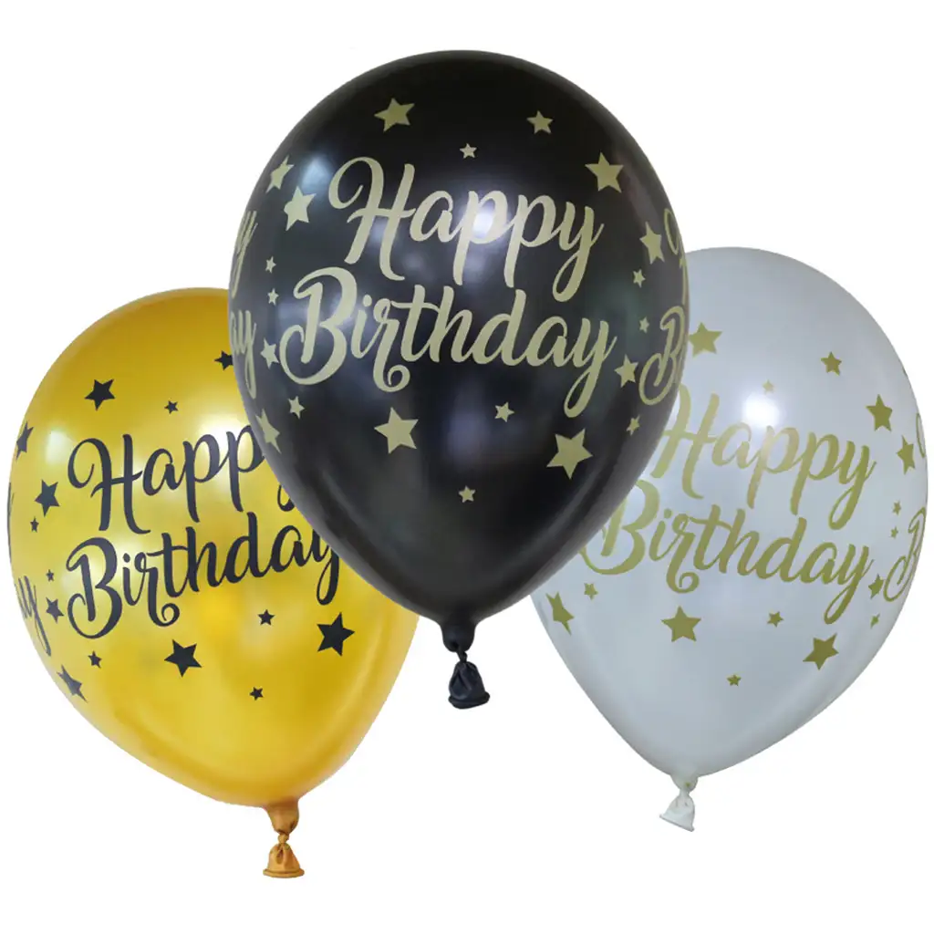 Szülinapi lufi "Happy Birthday" felirattal 6db-os szett kép 1