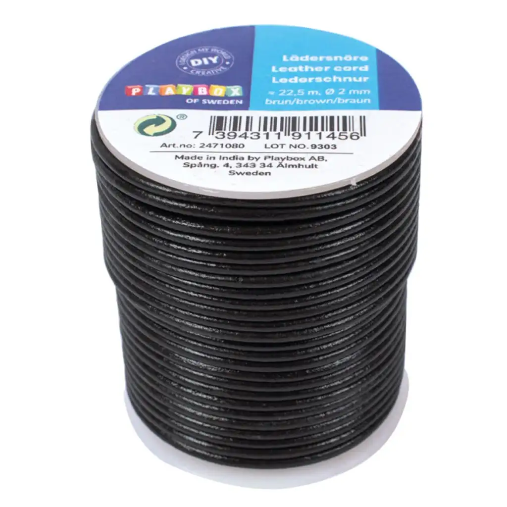PlayBox: Lederkordel 22,5m x 2mm in Schwarz