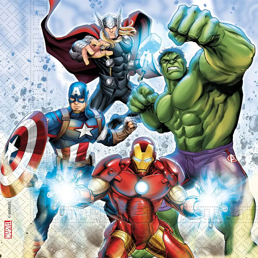 Avengers Papierserviettenset – 2-lagig, 33x33 cm, 20 Stück