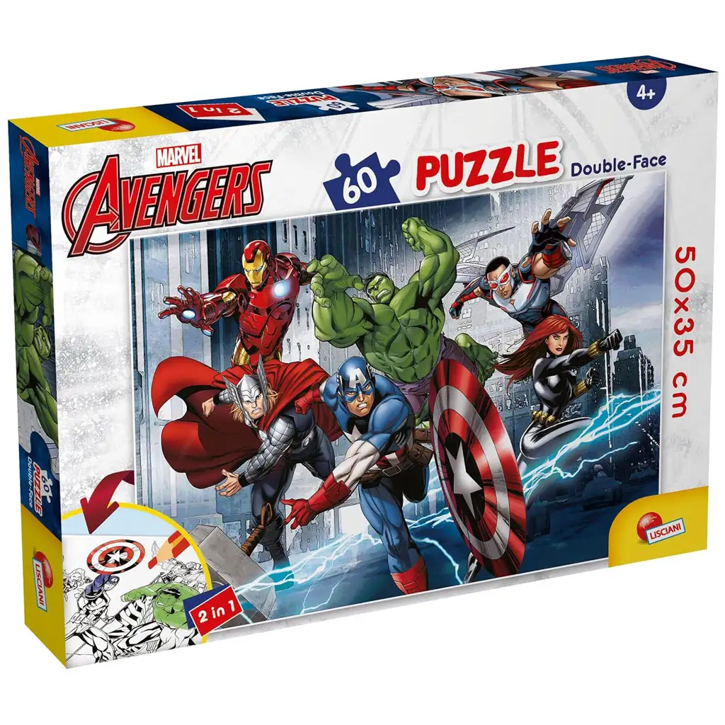 Avengers: Die Helden 2-in-1 60-teiliges Puzzle und Malbuch 50x35cm – Lisciani