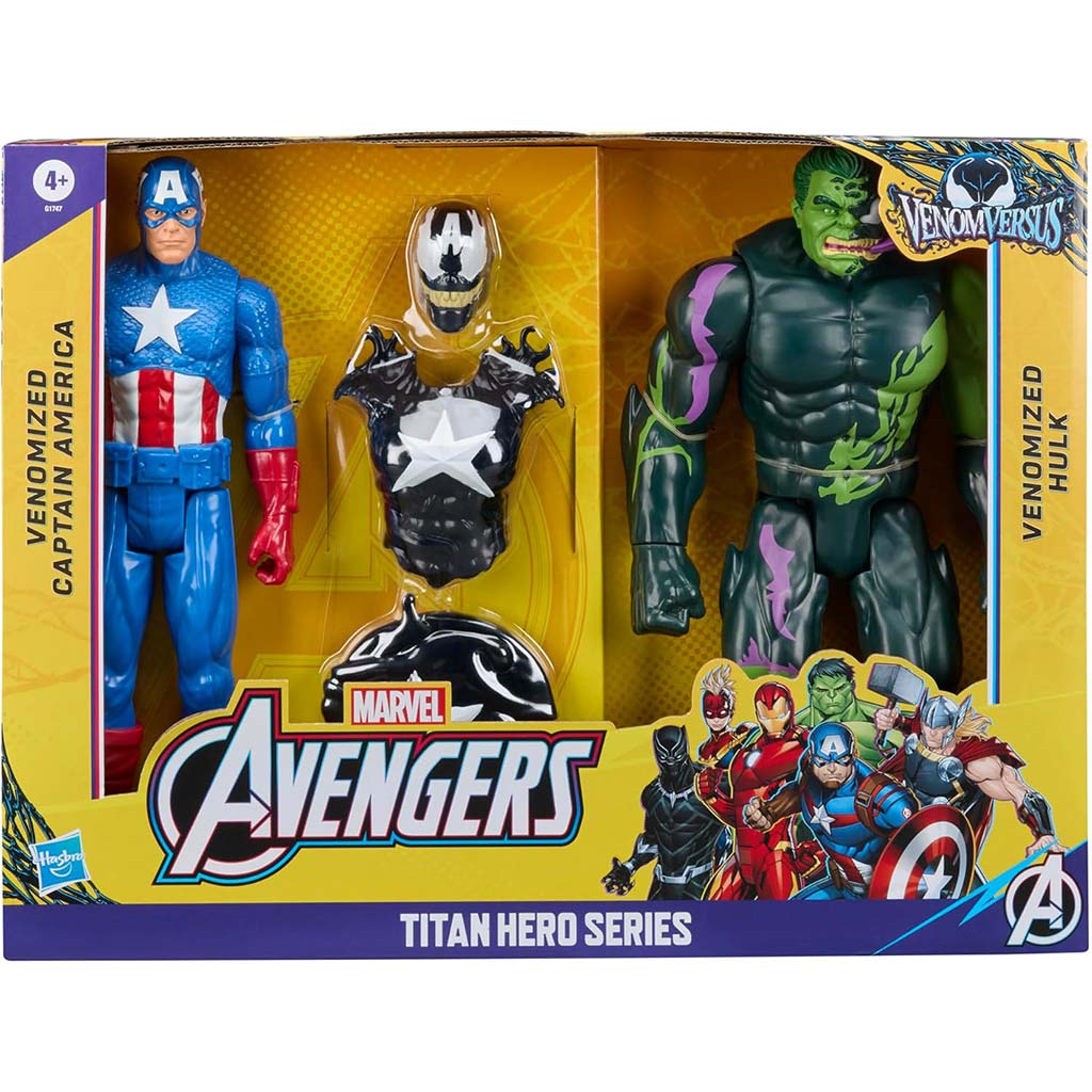 Marvel Bosszúállók: VenomVersus Titan Hero Series Venomized Amerika Kapitánya vs Venomized Hulk - Hasbro kép 1