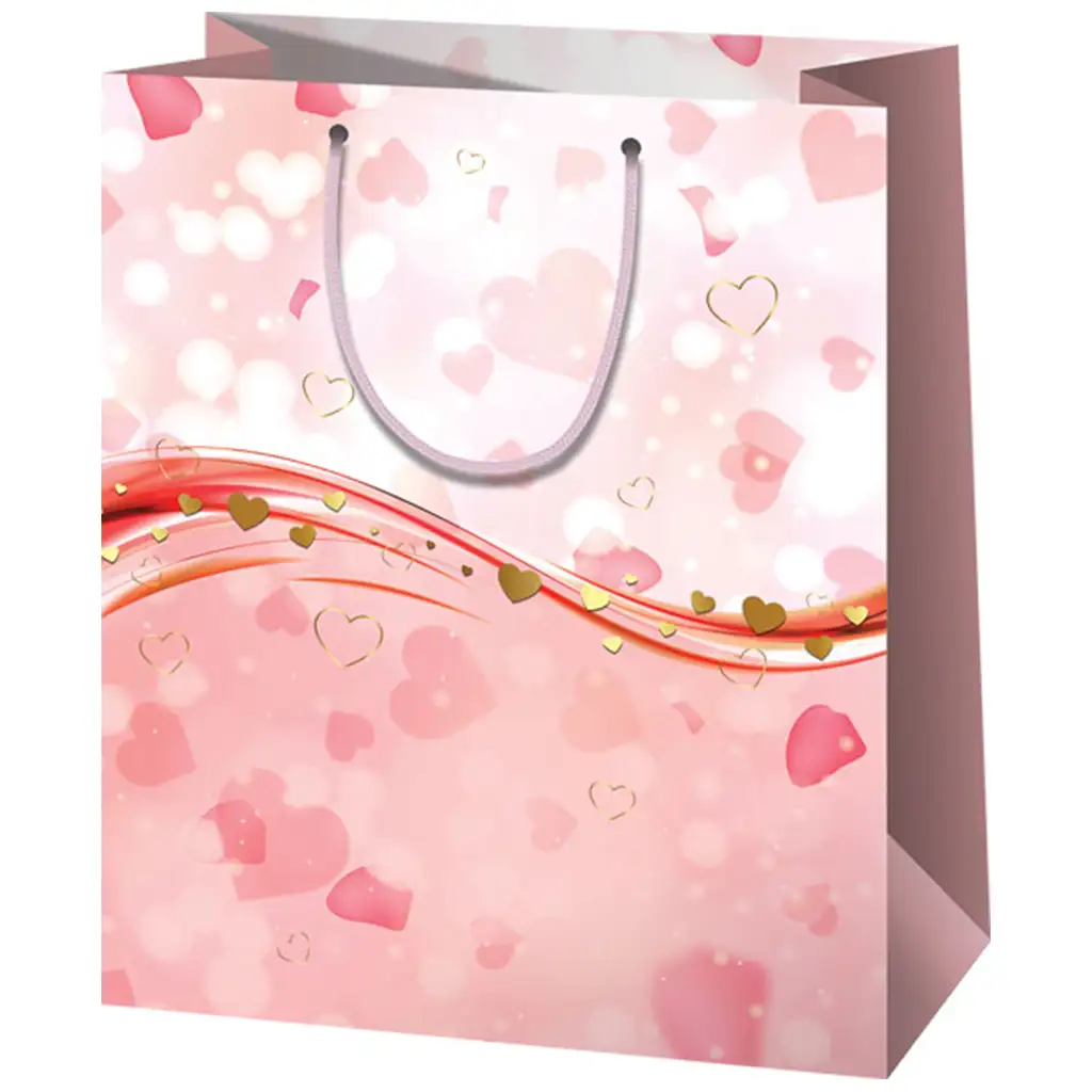 Rosa herzförmige exklusive Geschenktasche in normaler Größe 11x6x14cm kép 1