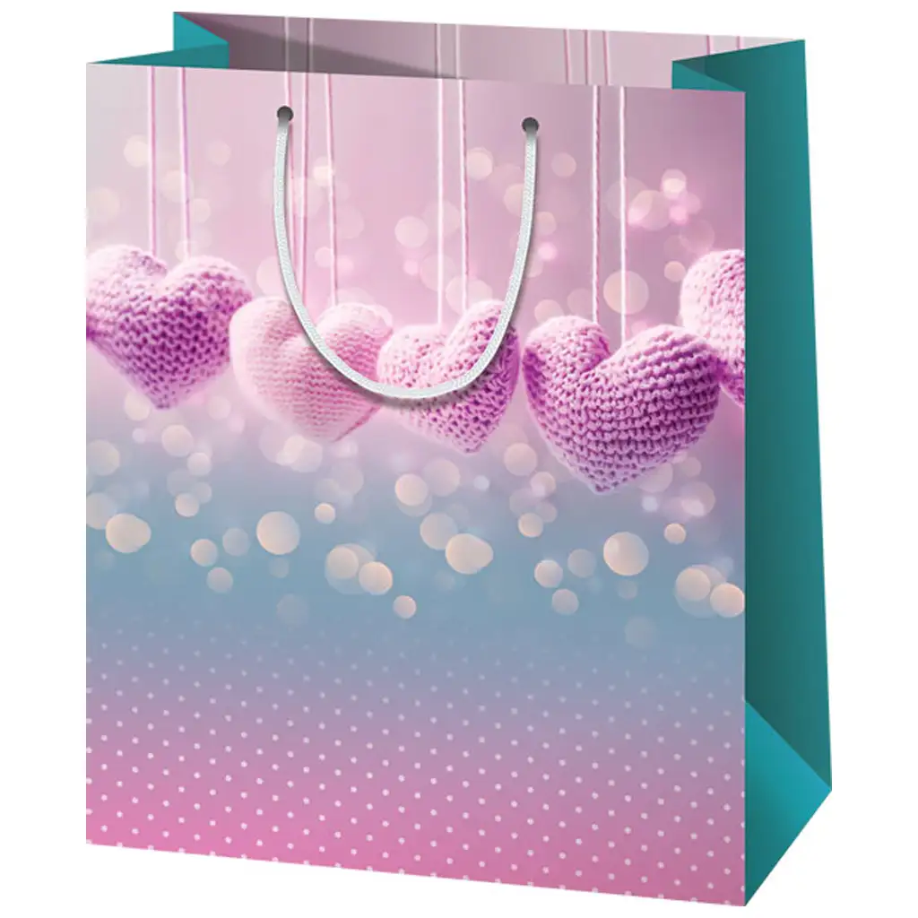 Gehäkelte Herzen normale Größe Geschenktasche 11x6x14