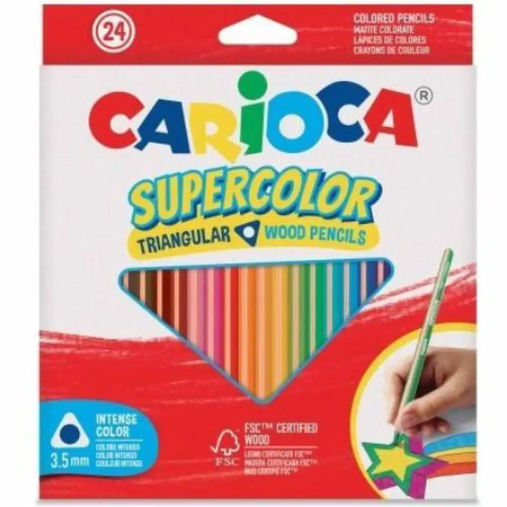 SuperColor dreieckige 24er Packung Buntstifte - Carioca