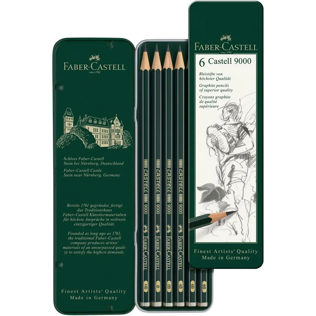 Faber-Castell: Castell 9000 Bleistift-Set, 6 Stück, in Metallbox kép 2