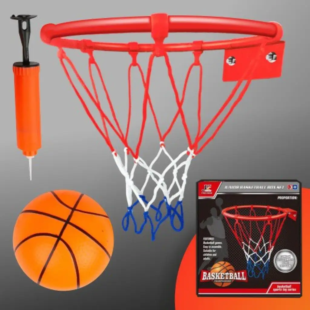 Metall-Basketballkorb-Set mit farbigem Netz, Ball und Pumpe, 22 cm kép 4