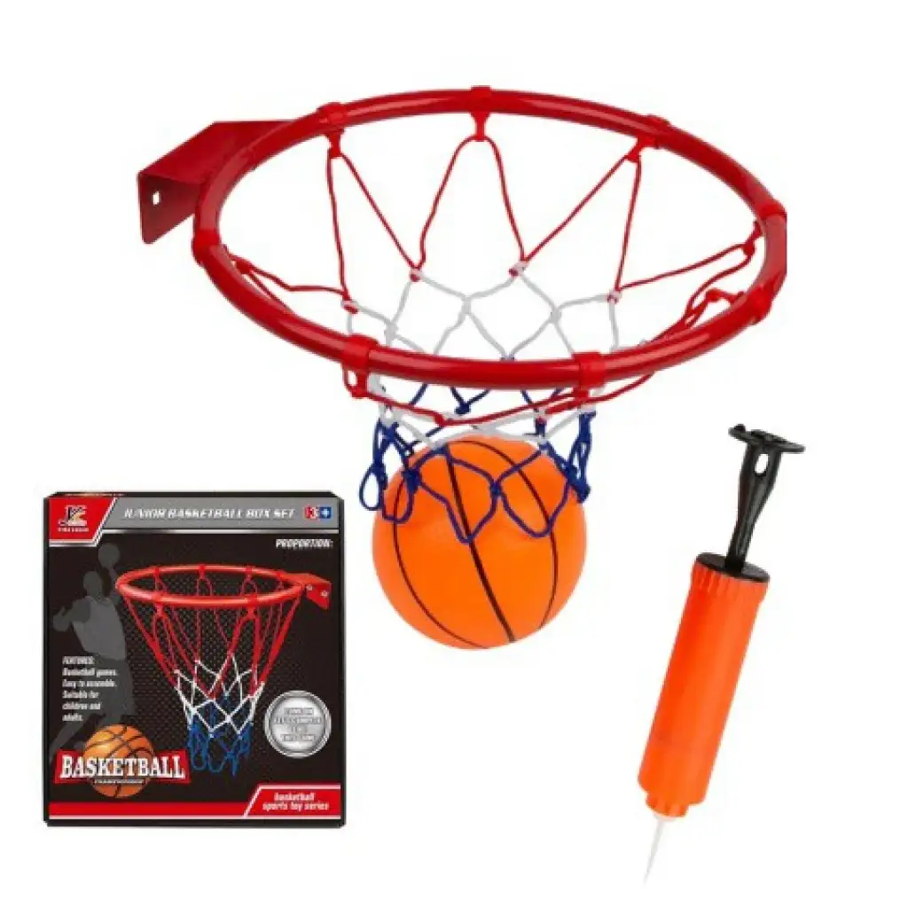 Metall-Basketballkorb-Set mit farbigem Netz, Ball und Pumpe, 22 cm kép 3