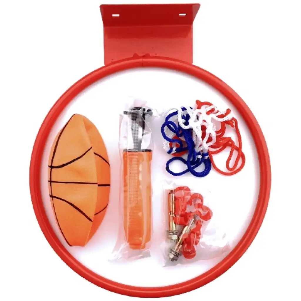 Metall-Basketballkorb-Set mit farbigem Netz, Ball und Pumpe, 22 cm kép 2