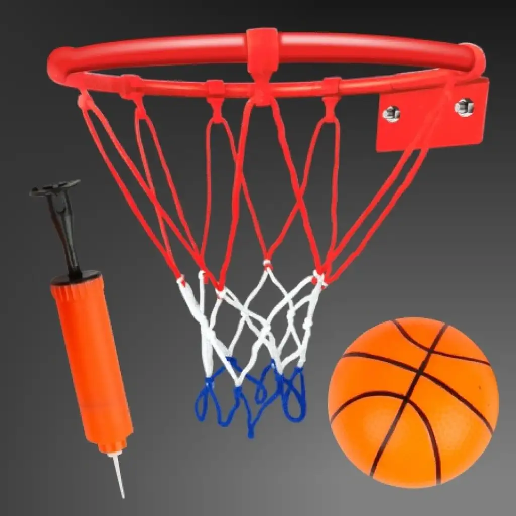 Metall-Basketballkorb-Set mit farbigem Netz, Ball und Pumpe, 24 cm kép 3