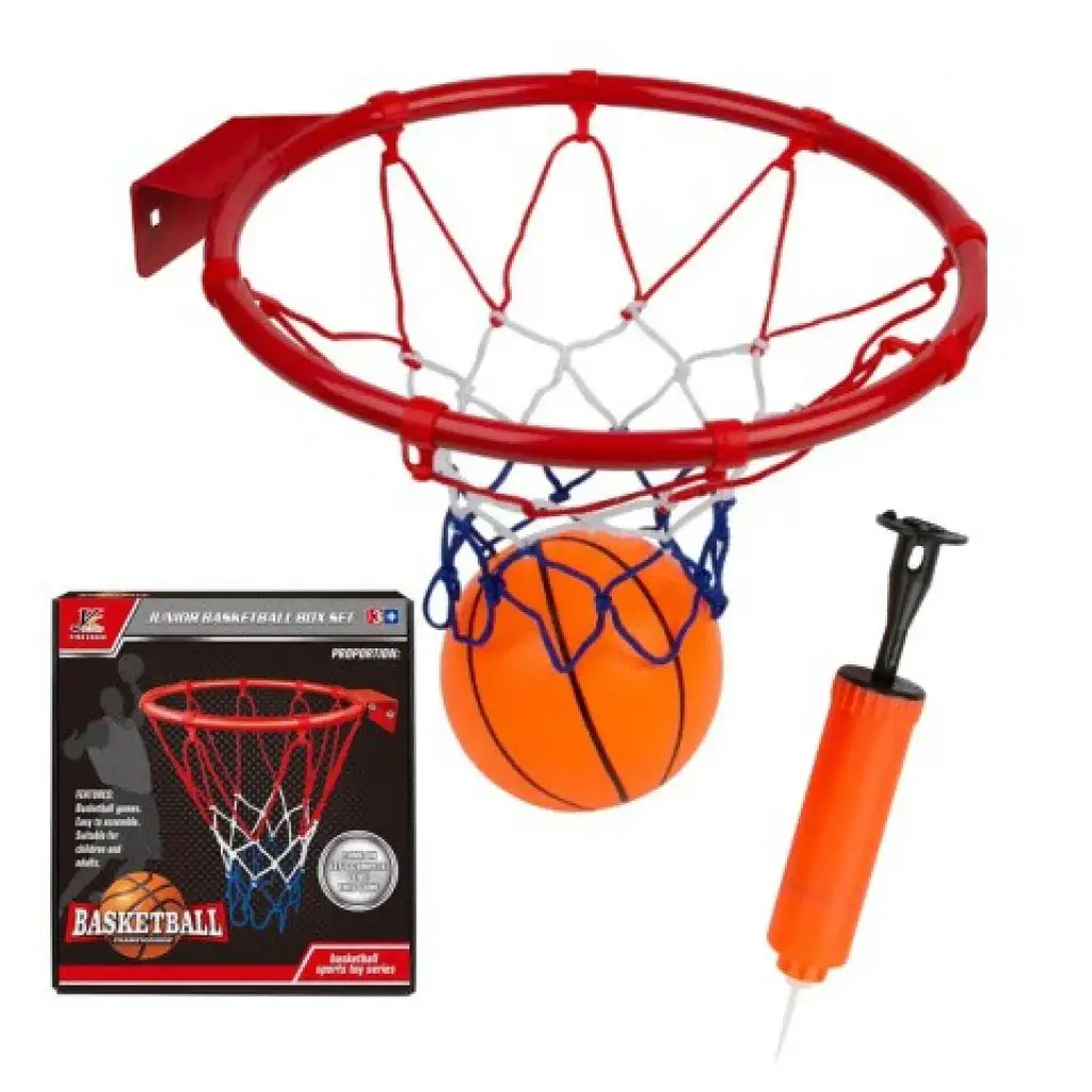 Metall-Basketballkorb-Set mit farbigem Netz, Ball und Pumpe, 24 cm kép 2