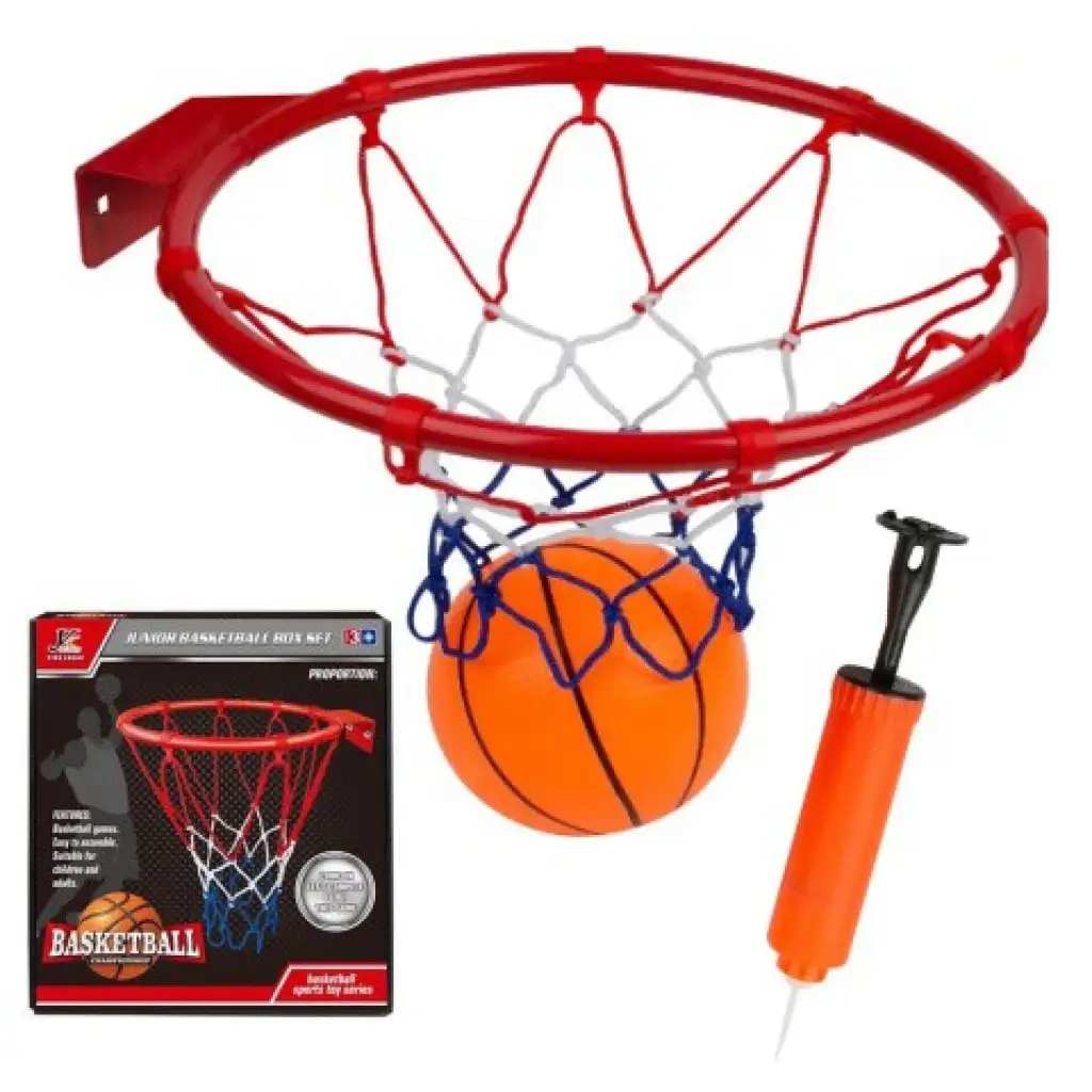 Metall-Basketballkorb-Set mit farbigem Netz, Ball und Pumpe, 26 cm kép 2