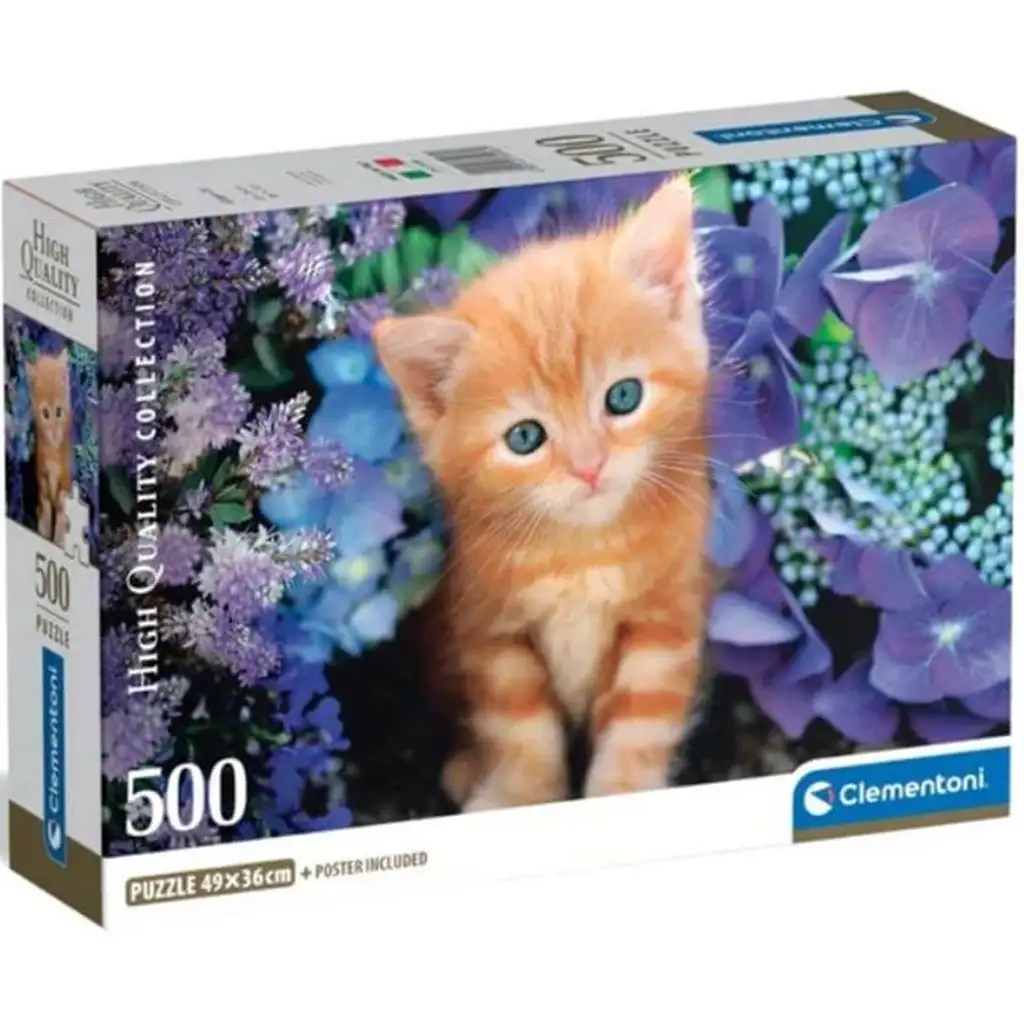 Vörös cica a virágok között 500db-os HQC kompakt puzzle - Clementoni kép 1