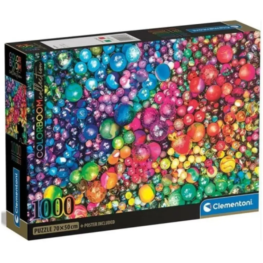 Glasmurmeln ColorBoom Collection 1000-teiliges Puzzle mit Poster - Clementoni