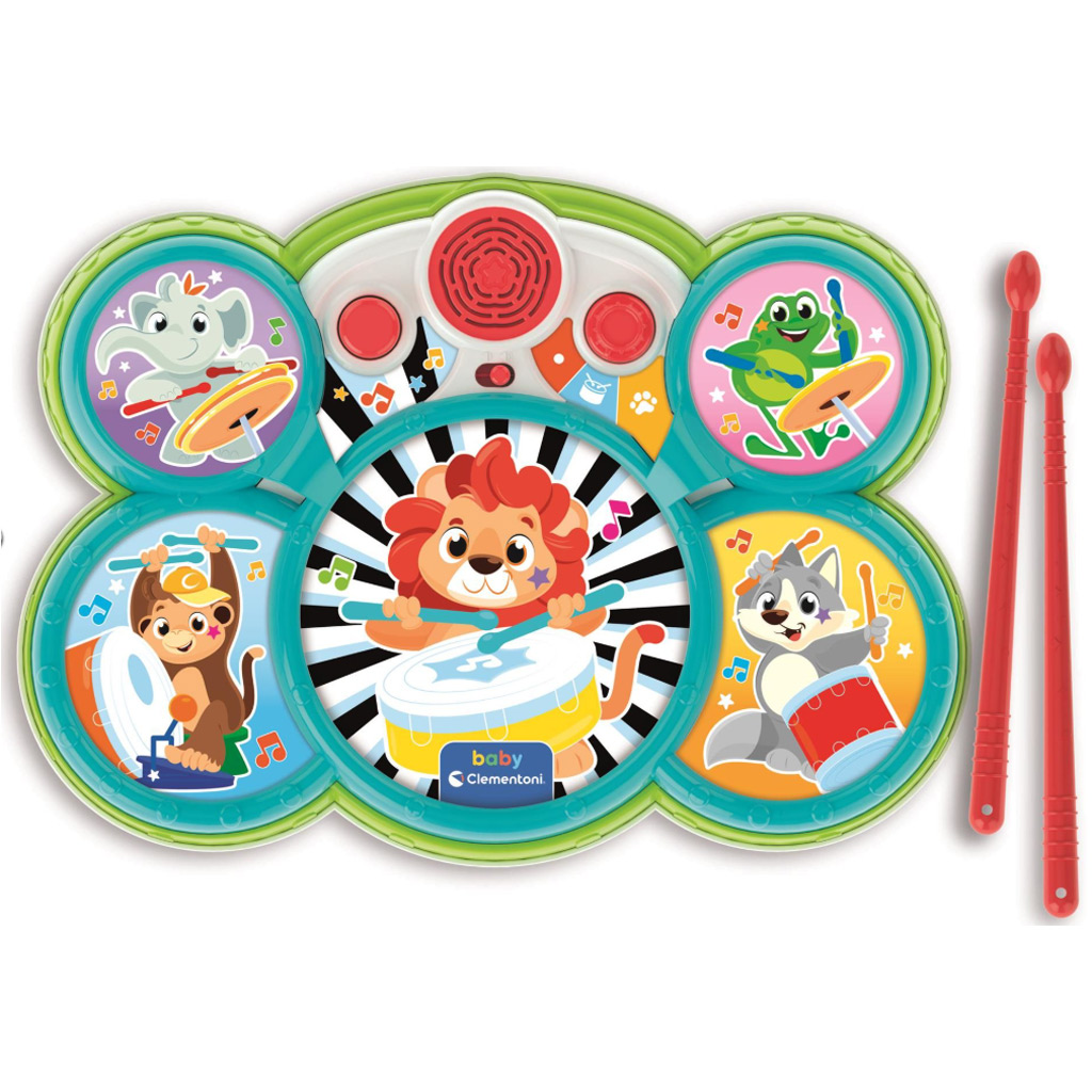 Interaktives Schlagzeug-Set mit Tiermotiven – Clementoni Baby kép 2